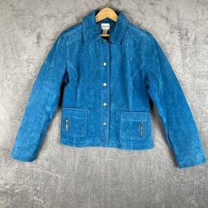 Chico's size 1 blue suede Moto jacket